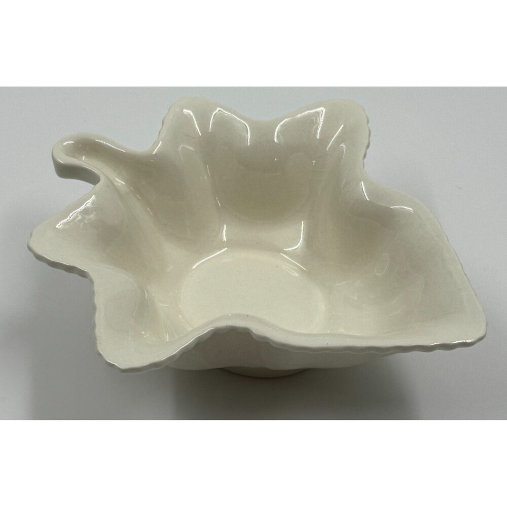 Vintage Spode Imp Leaf Trinket Bowl or Pin Dish Veined Design White